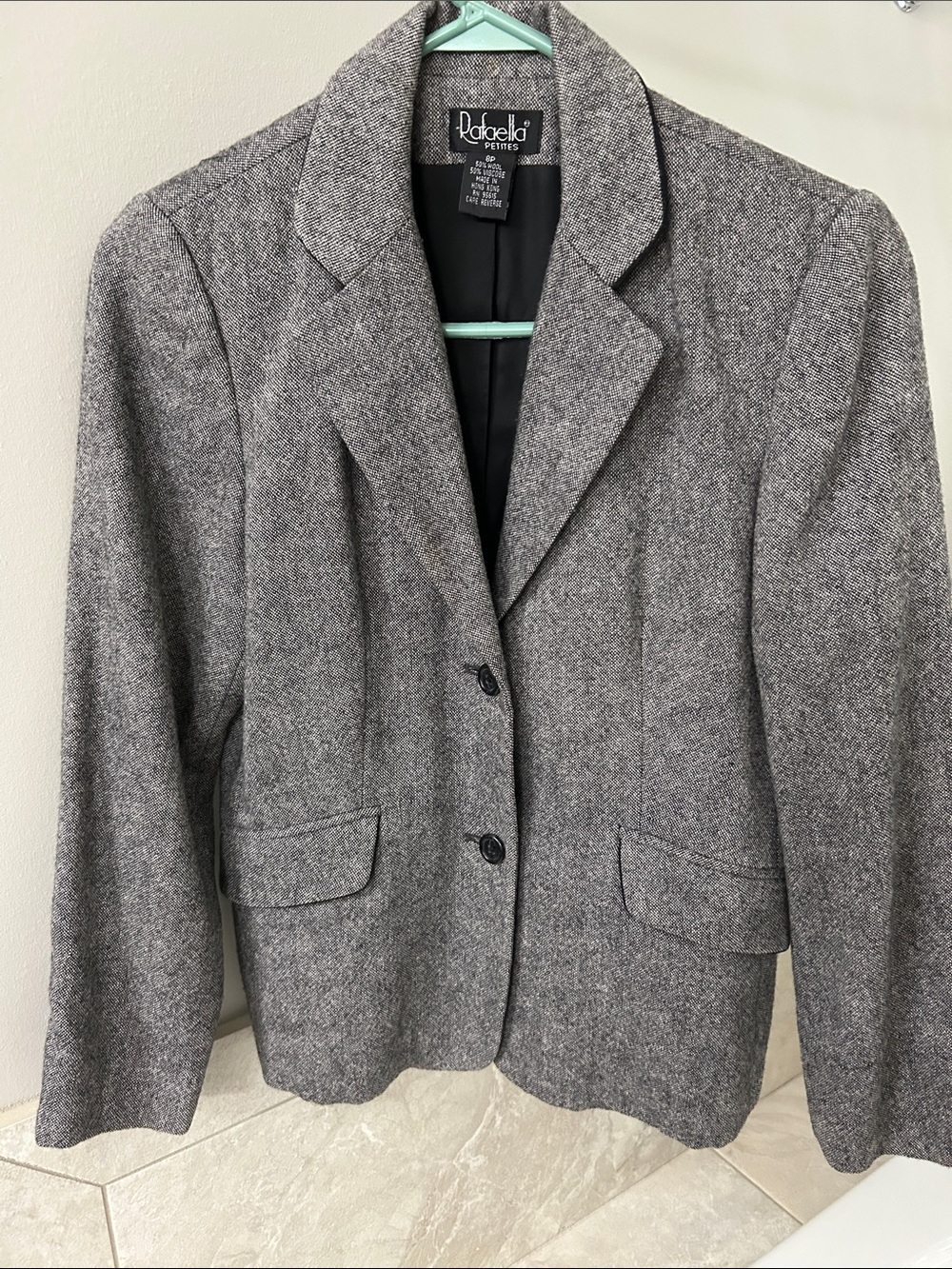 Rafaella Gray Herringbone Wool-Blend Blazer